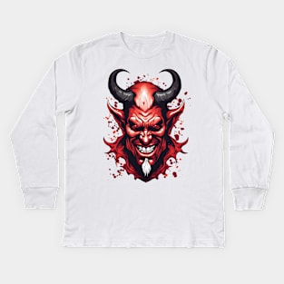 Cheerful Devil: A Splash of Mischief Kids Long Sleeve T-Shirt